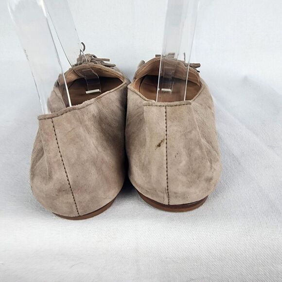 J. Crew Suede Leather Tassel Smoking Loafers Size 8.5 In Light Khaki Neutral - Picture 3 of 8